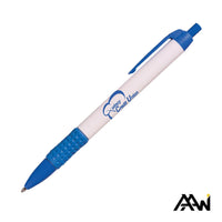 Custom Logo Widebody Grip Pen Glossy White Barrel - Matte
