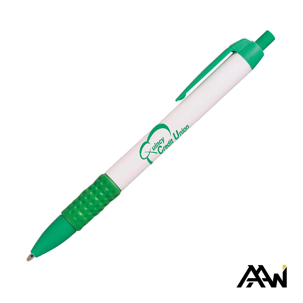 Custom Logo Widebody Grip Pen Glossy White Barrel - Matte