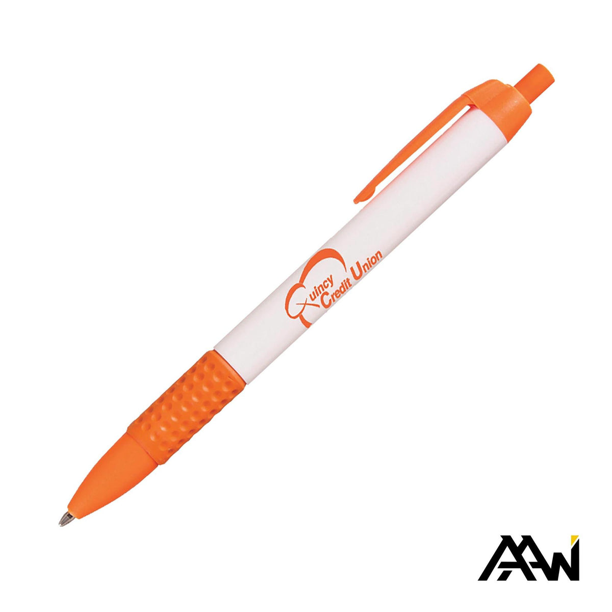 Custom Logo Widebody Grip Pen Glossy White Barrel - Matte