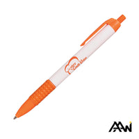 Custom Logo Widebody Grip Pen Glossy White Barrel - Matte