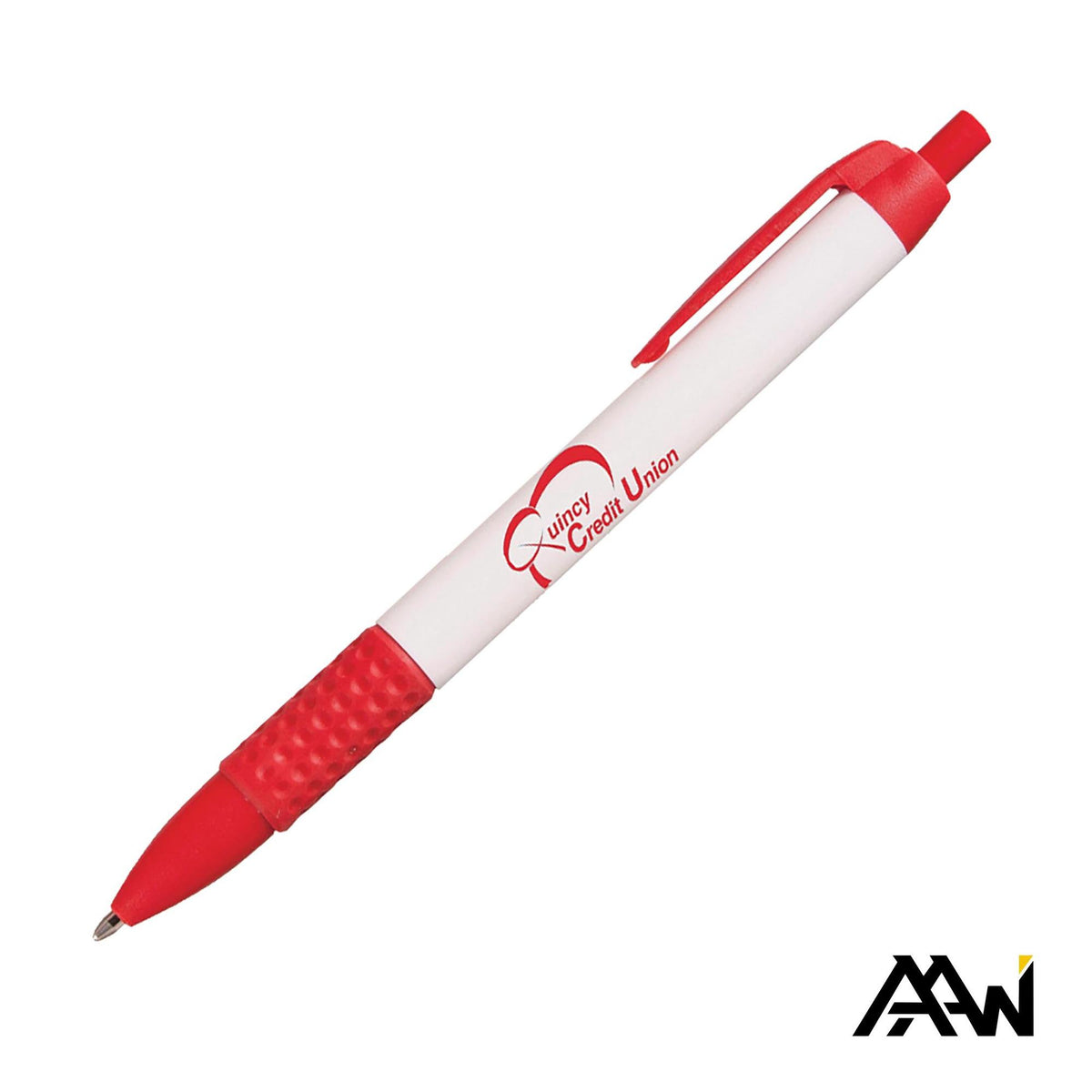 Custom Logo Widebody Grip Pen Glossy White Barrel - Matte