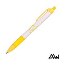 Custom Logo Widebody Grip Pen Glossy White Barrel - Matte