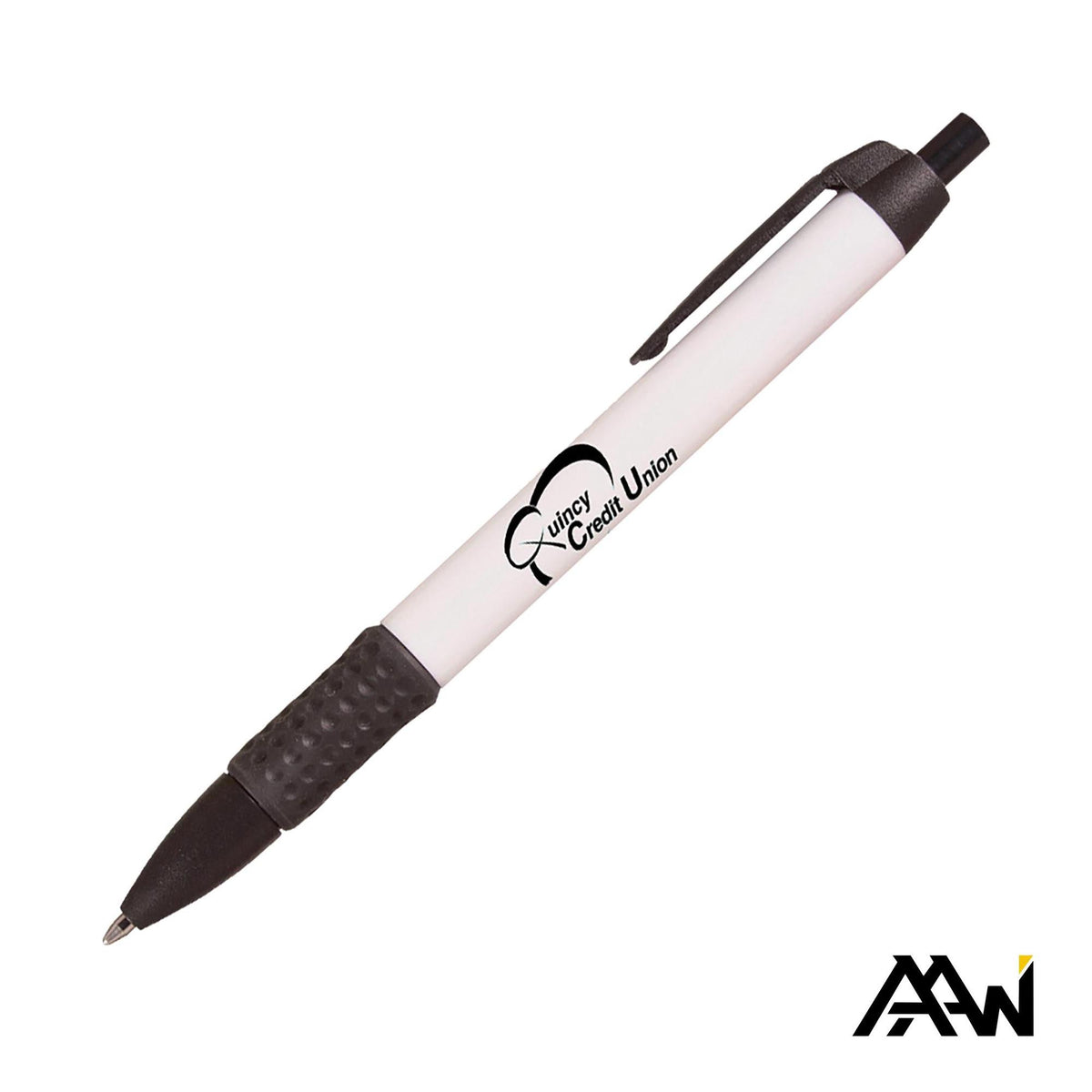 Custom Logo Widebody Grip Pen Glossy White Barrel - Matte