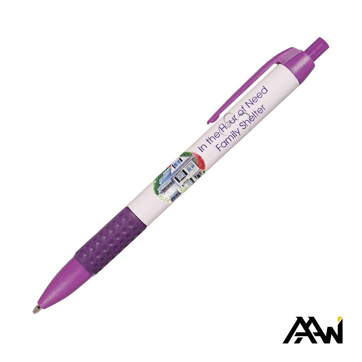 Custom Logo Widebody Grip Pen VividPrint™ Barrel - Matte Colored Accent