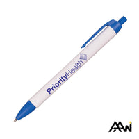 Custom Logo Widebody Pen w/Glossy White Barrel - Matte Colored Accent