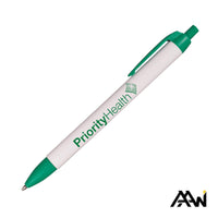 Custom Logo Widebody Pen w/Glossy White Barrel - Matte Colored Accent