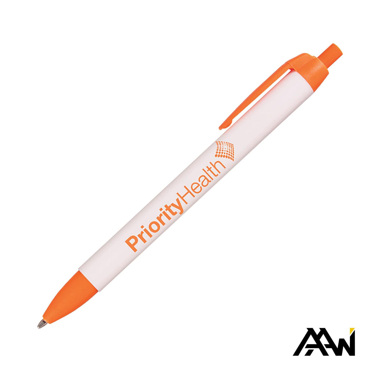 Custom Logo Widebody Pen w/Glossy White Barrel - Matte Colored Accent