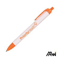 Custom Logo Widebody Pen w/Glossy White Barrel - Matte Colored Accent