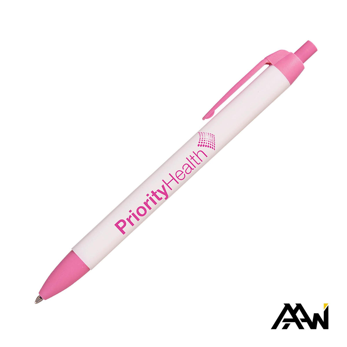 Custom Logo Widebody Pen w/Glossy White Barrel - Matte Colored Accent