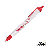 Custom Logo Widebody Pen w/Glossy White Barrel - Matte Colored Accent