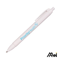 Custom Logo Widebody Pen w/Glossy White Barrel - Matte Colored Accent
