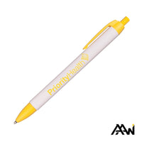 Custom Logo Widebody Pen w/Glossy White Barrel - Matte Colored Accent