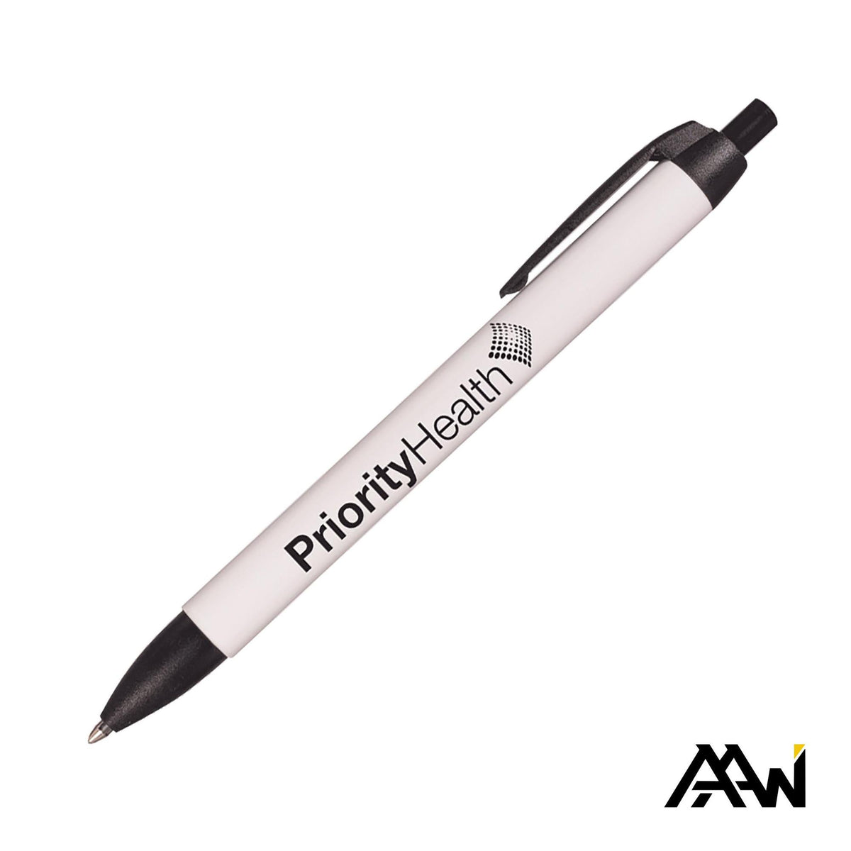 Custom Logo Widebody Pen w/Glossy White Barrel - Matte Colored Accent