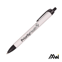 Custom Logo Widebody Pen w/Glossy White Barrel - Matte Colored Accent