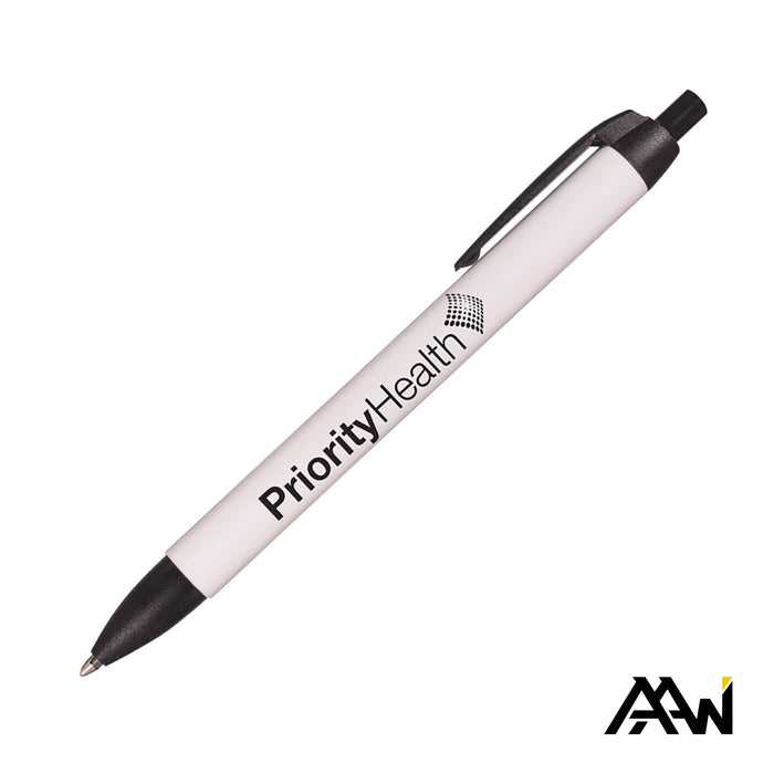 Custom Logo Widebody Pen w/Glossy White Barrel - Matte Colored Accent