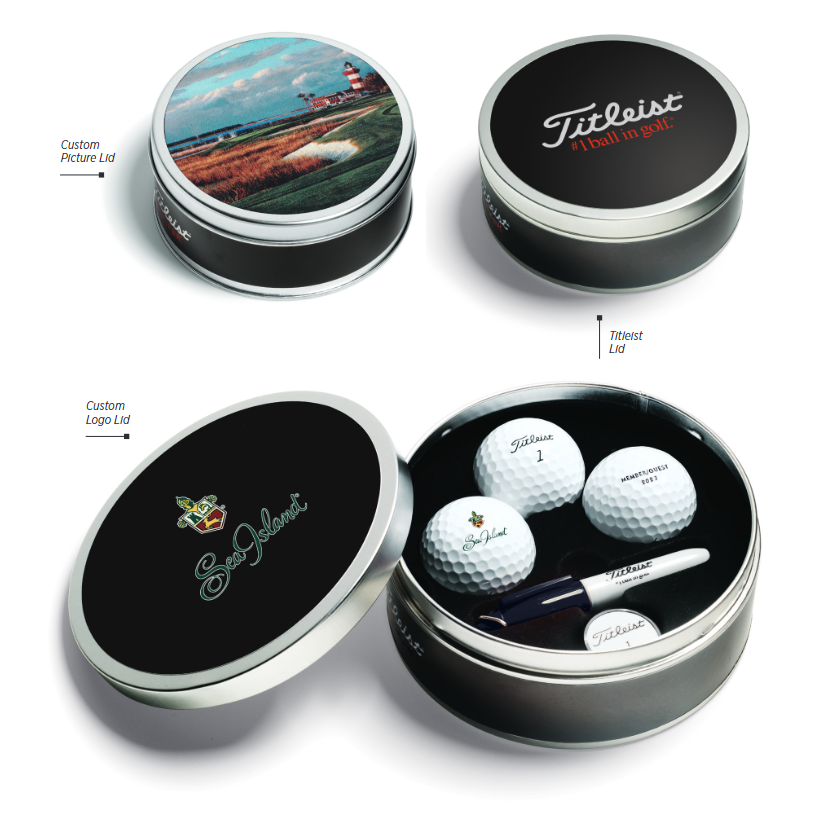 Custom Titleist Logo Golf Balls in Custom Tin