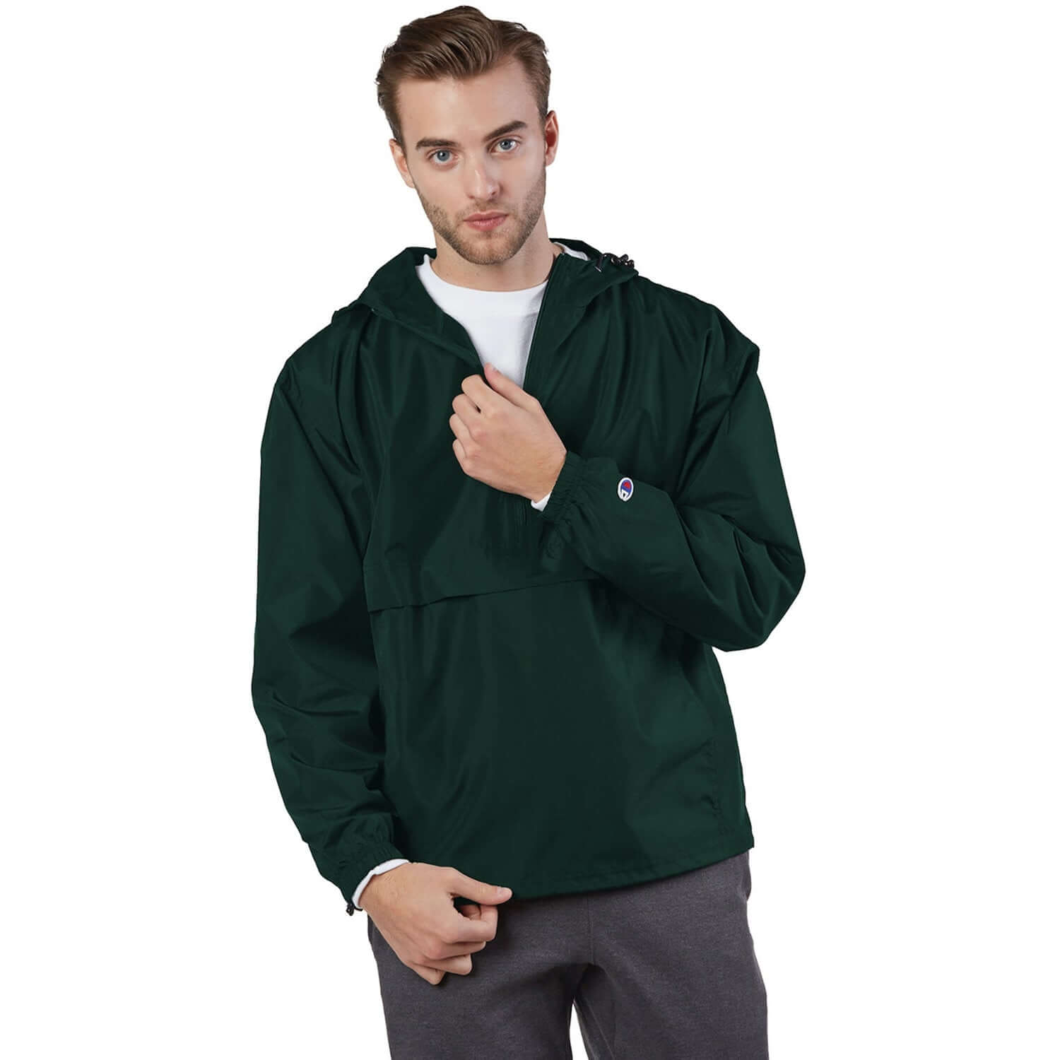 Custom Logo Champion Adult Packable Anorak 1/4 Zip Jacket
