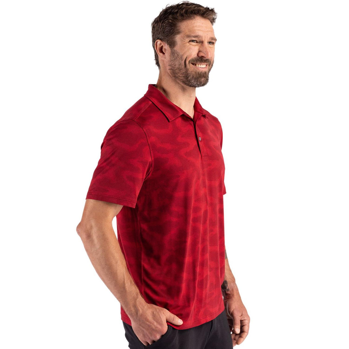 Cutter & Buck Coastline Recycled Double Peached Camo Print Mens Polo