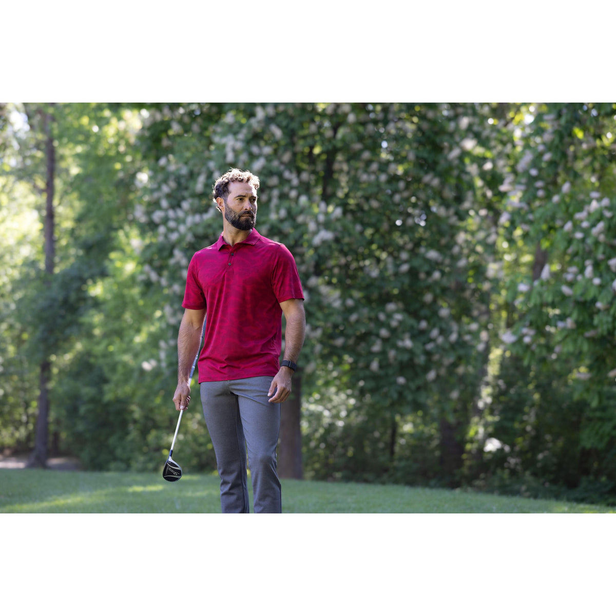 Cutter & Buck Coastline Recycled Double Peached Camo Print Mens Polo
