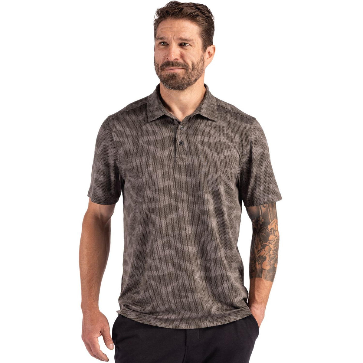 Cutter & Buck Coastline Recycled Double Peached Camo Print Mens Polo