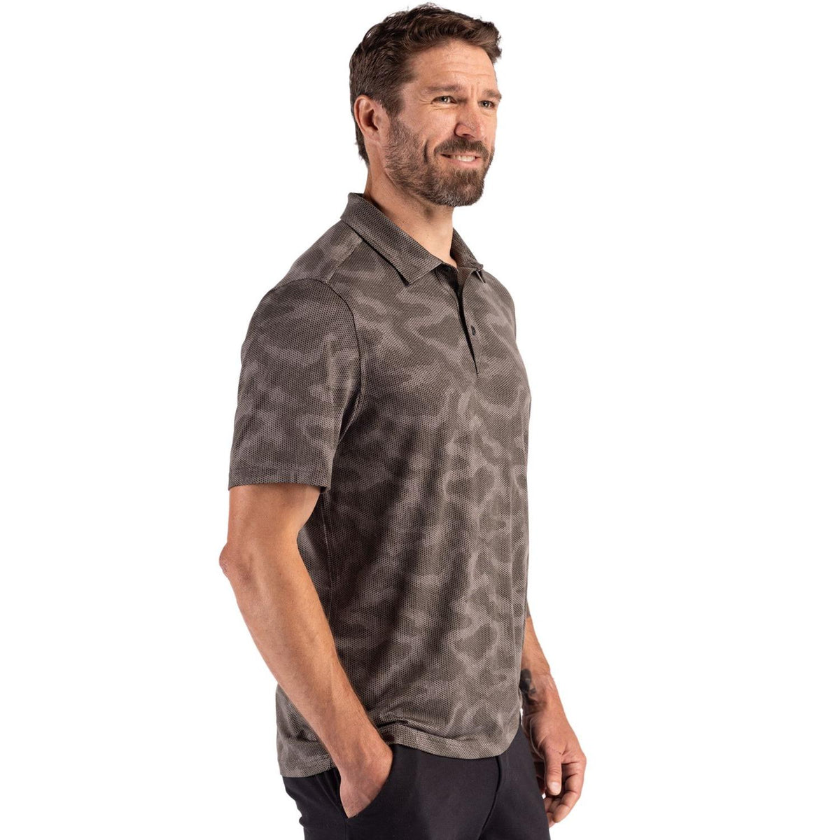 Cutter & Buck Coastline Recycled Double Peached Camo Print Mens Polo