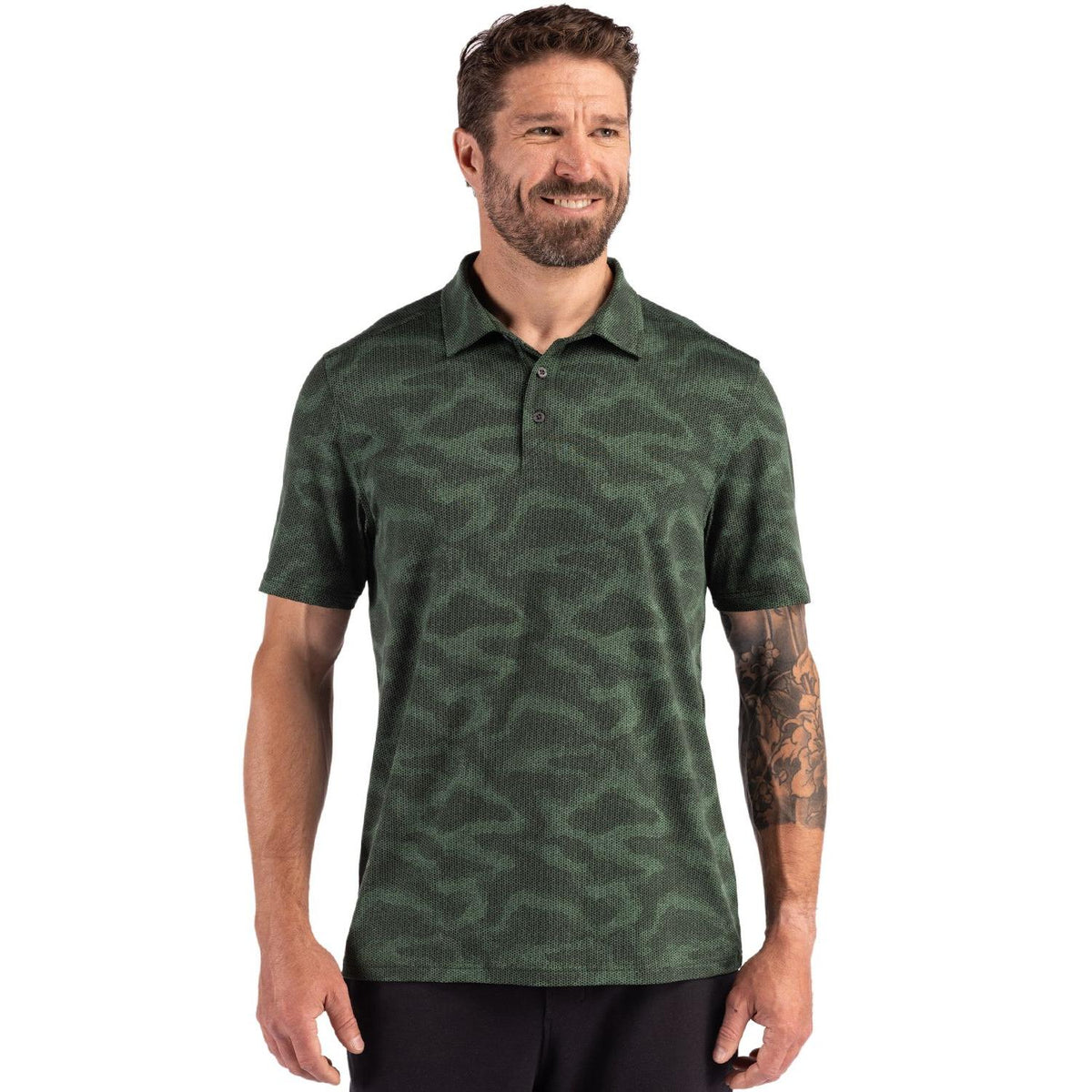 Cutter & Buck Coastline Recycled Double Peached Camo Print Mens Polo