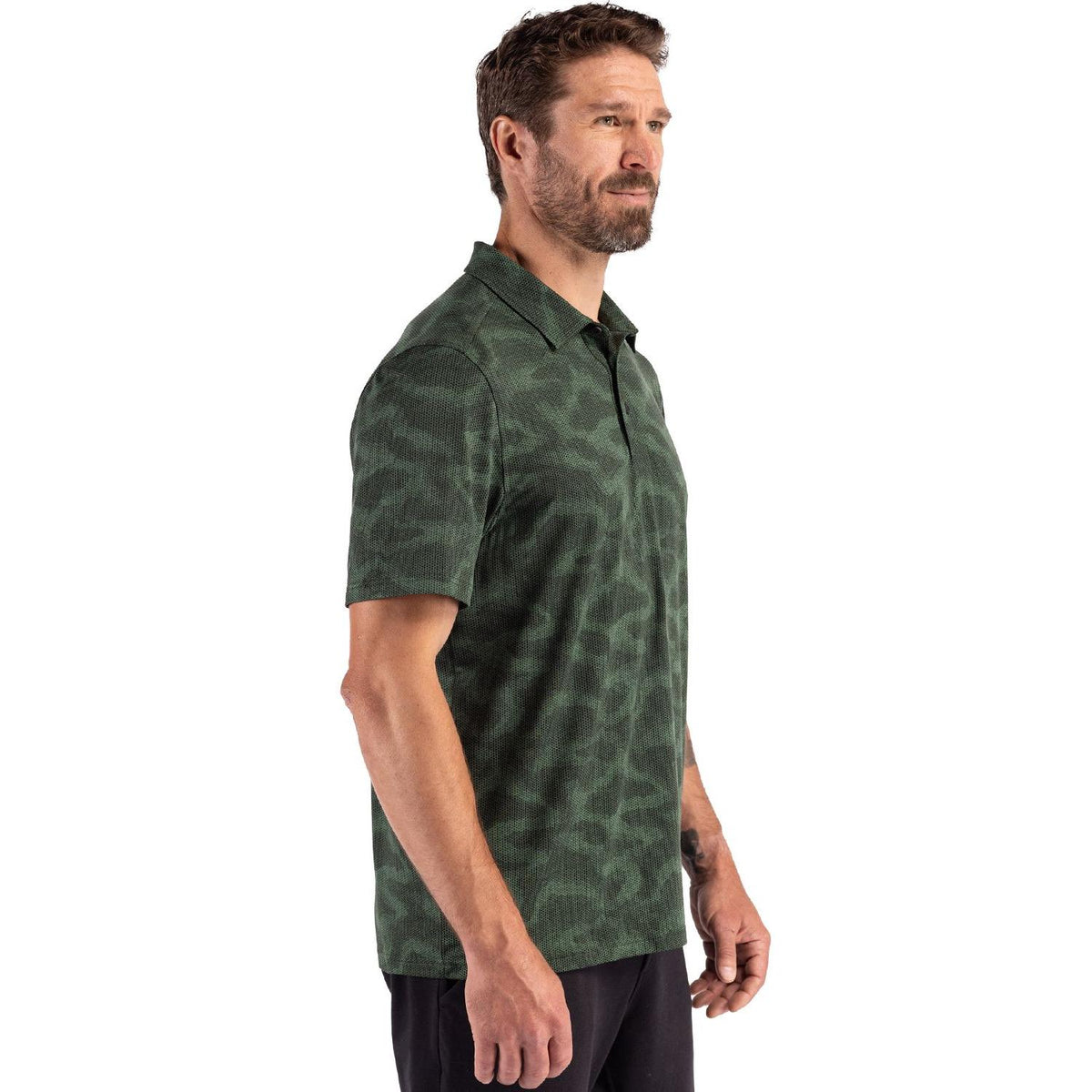 Cutter & Buck Coastline Recycled Double Peached Camo Print Mens Polo