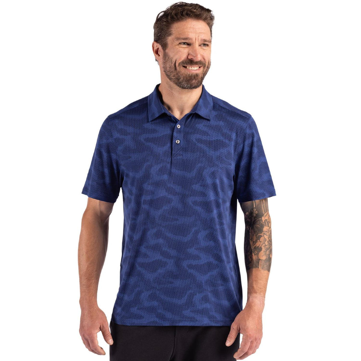 Cutter & Buck Coastline Recycled Double Peached Camo Print Mens Polo