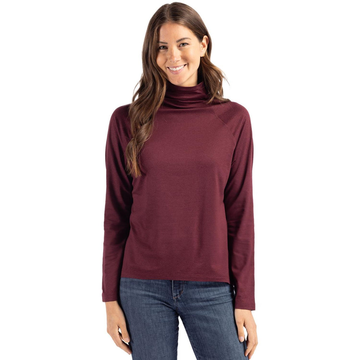 Cutter & Buck Coastline Recycled Double Peached Womens Funnel Neck Pullover