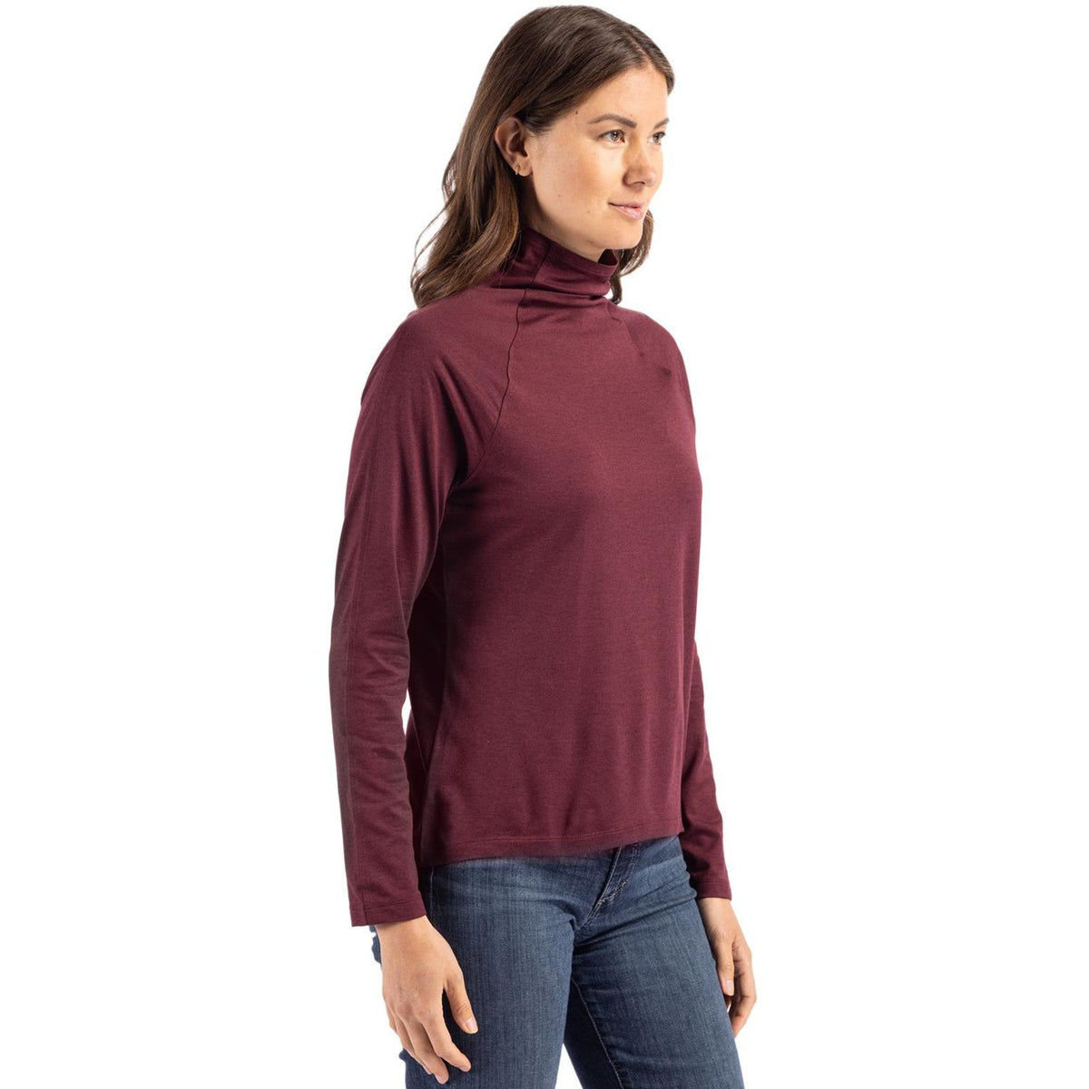Cutter & Buck Coastline Recycled Double Peached Womens Funnel Neck Pullover