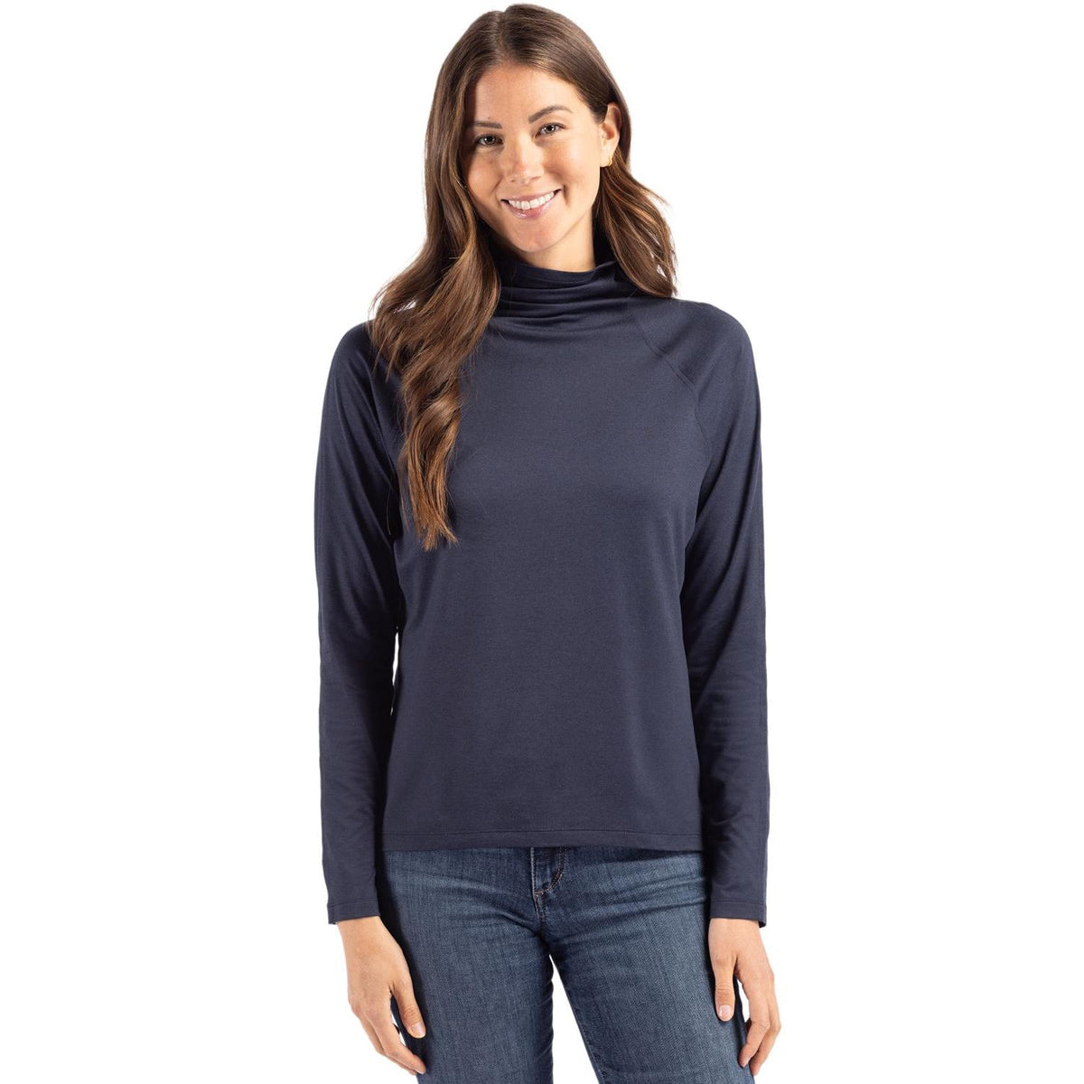 Cutter & Buck Coastline Recycled Double Peached Womens Funnel Neck Pullover