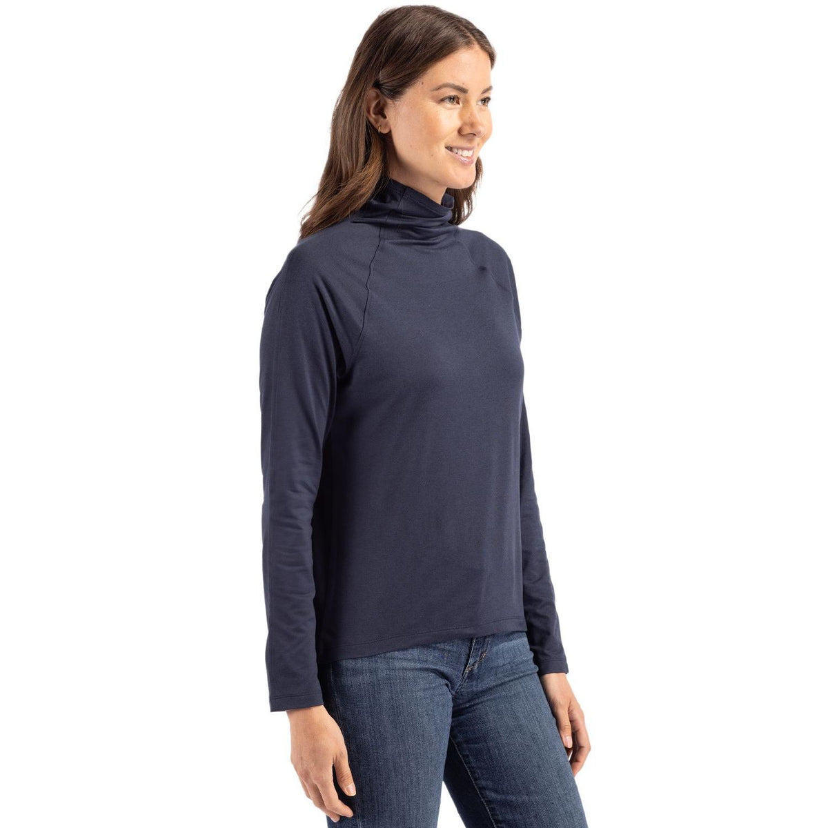 Cutter & Buck Coastline Recycled Double Peached Womens Funnel Neck Pullover