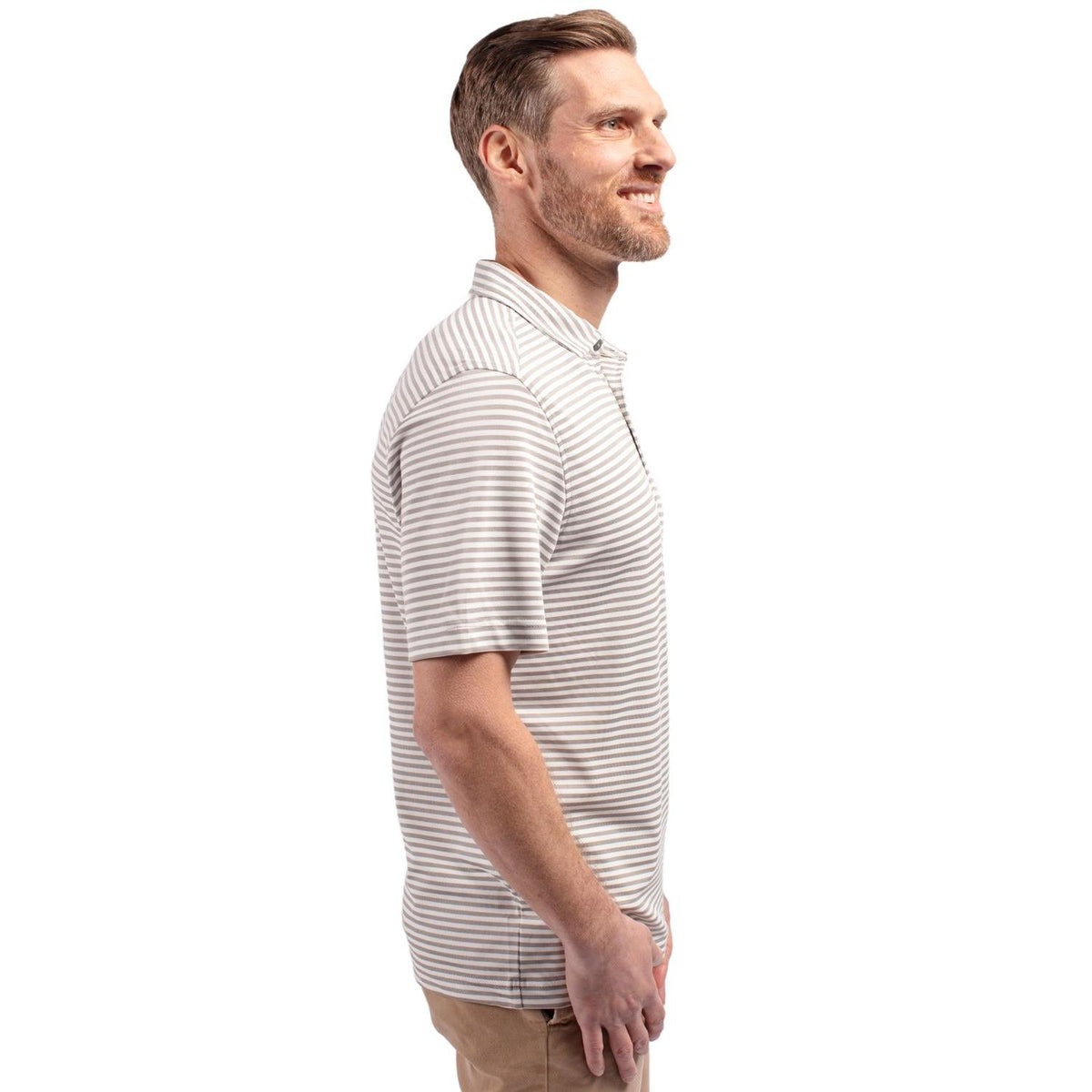 Cutter & Buck Virtue Recycled Stripe Featherlight Pique Mens Polo