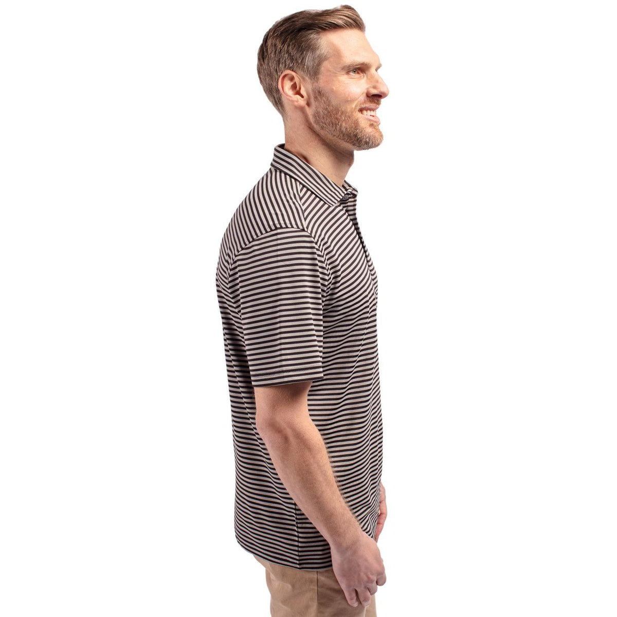 Cutter & Buck Virtue Recycled Stripe Featherlight Pique Mens Polo