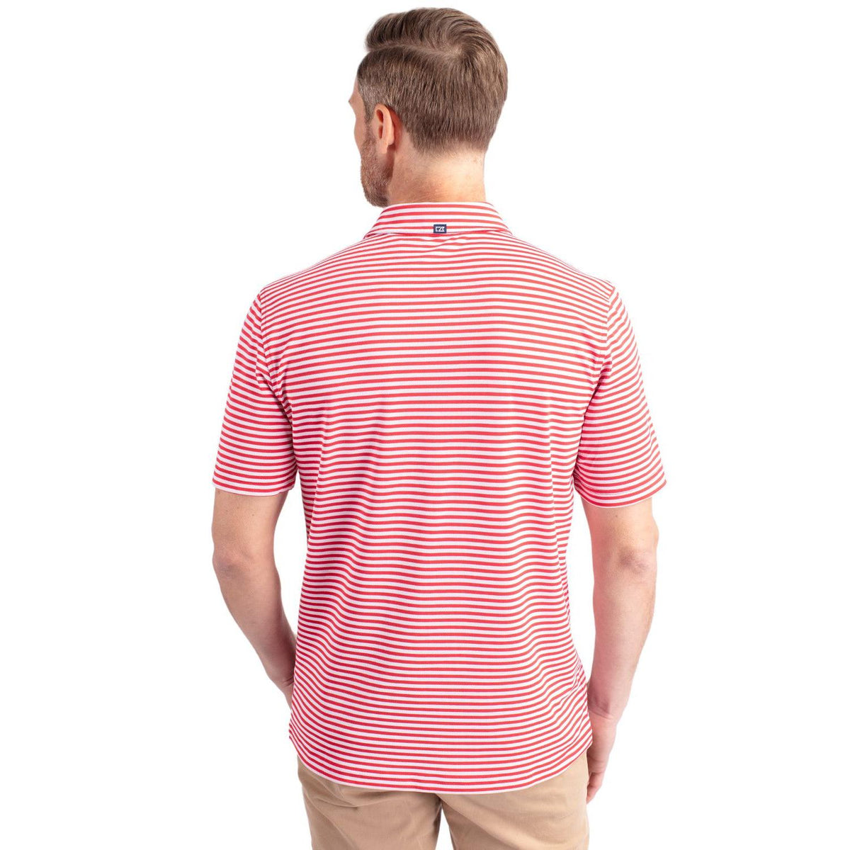 Cutter & Buck Virtue Recycled Stripe Featherlight Pique Mens Polo