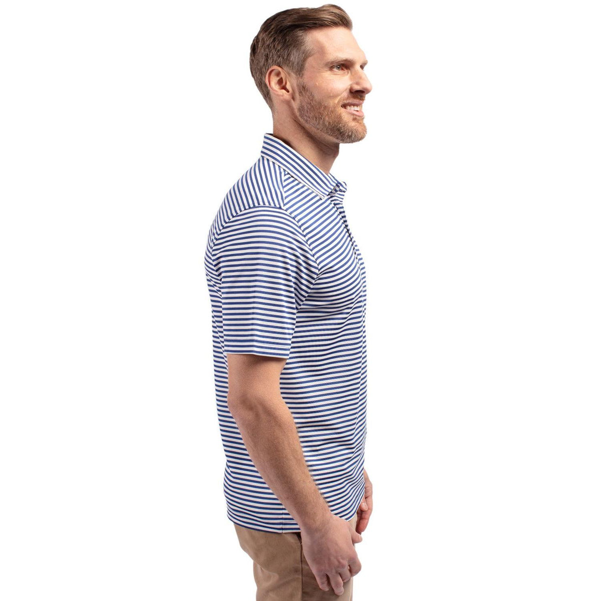 Cutter & Buck Virtue Recycled Stripe Featherlight Pique Mens Polo