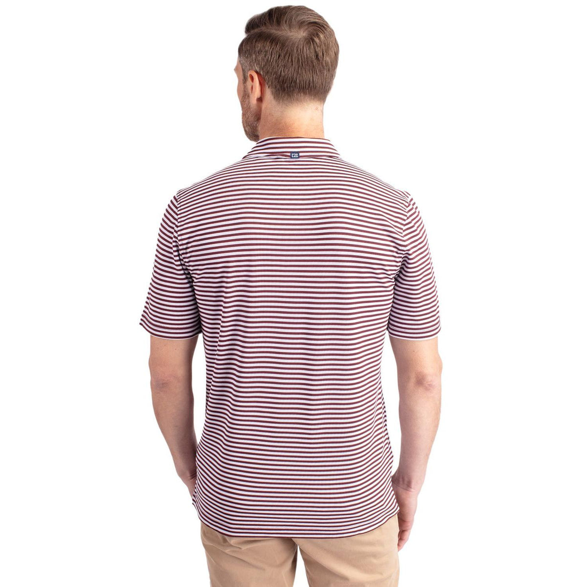 Cutter & Buck Virtue Recycled Stripe Featherlight Pique Mens Polo