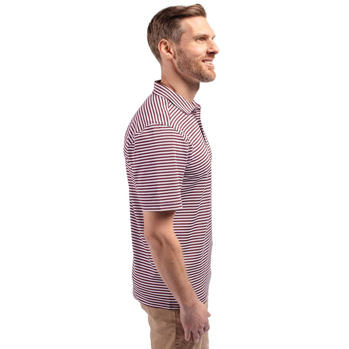 Cutter & Buck Virtue Recycled Stripe Featherlight Pique Mens Polo
