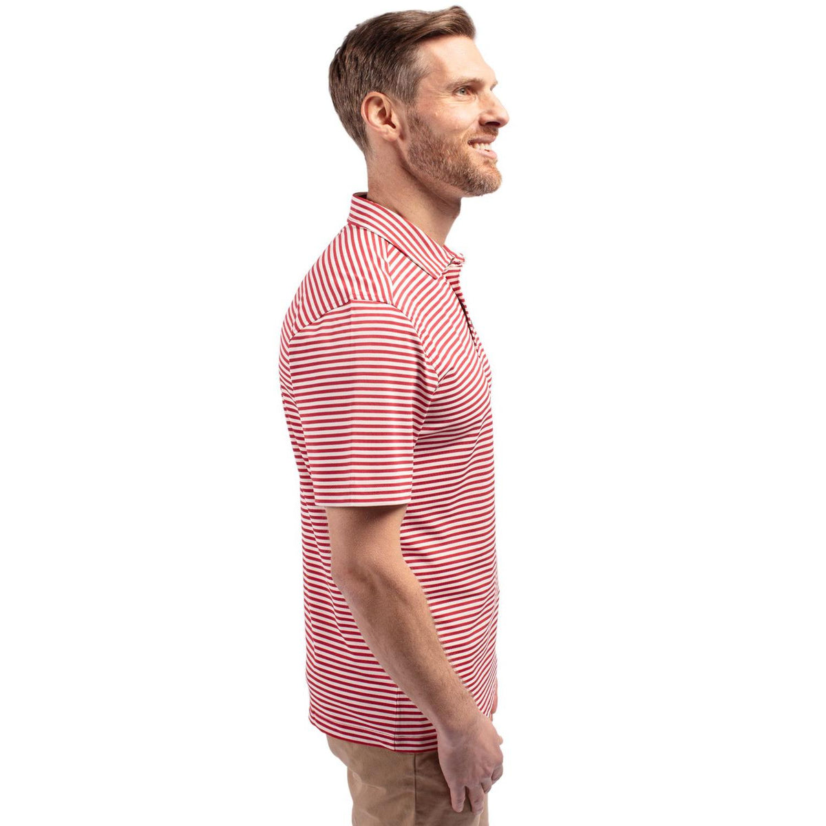 Cutter & Buck Virtue Recycled Stripe Featherlight Pique Mens Polo