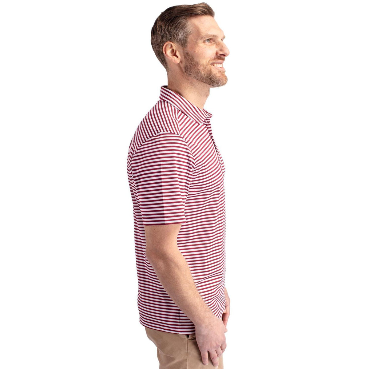 Cutter & Buck Virtue Recycled Stripe Featherlight Pique Mens Polo