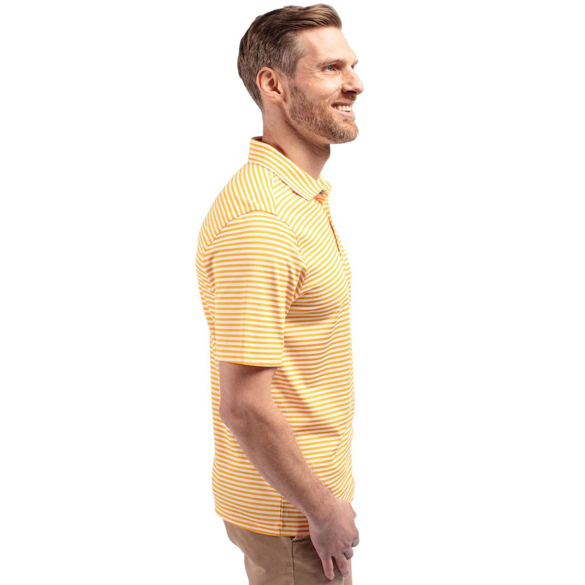 Cutter & Buck Virtue Recycled Stripe Featherlight Pique Mens Polo