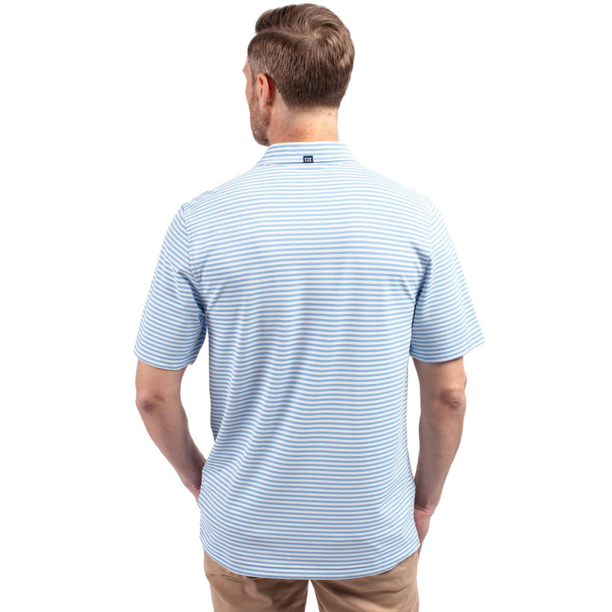 Cutter & Buck Virtue Recycled Stripe Featherlight Pique Mens Polo