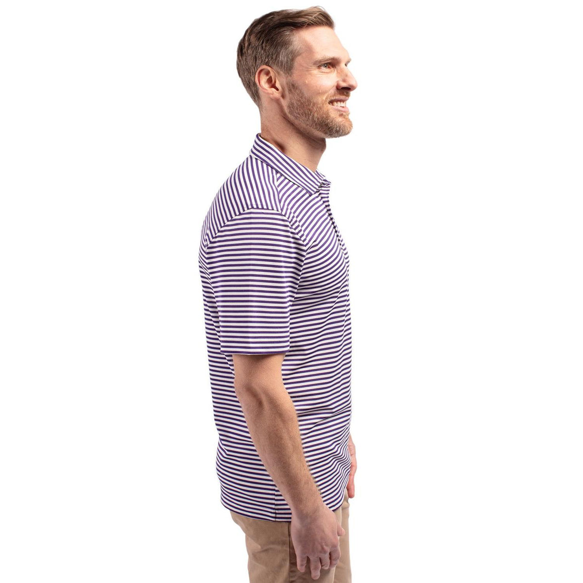Cutter & Buck Virtue Recycled Stripe Featherlight Pique Mens Polo