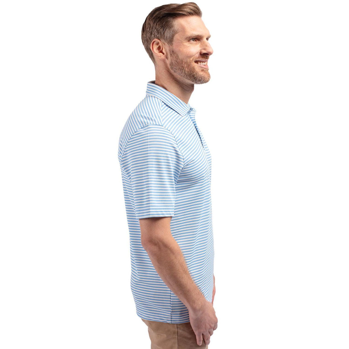 Cutter & Buck Virtue Recycled Stripe Featherlight Pique Mens Polo