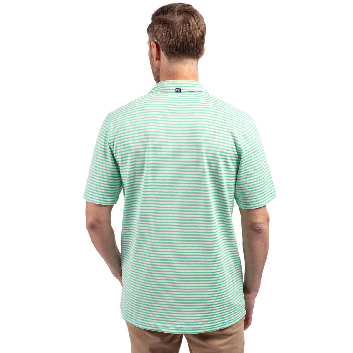 Cutter & Buck Virtue Recycled Stripe Featherlight Pique Mens Polo