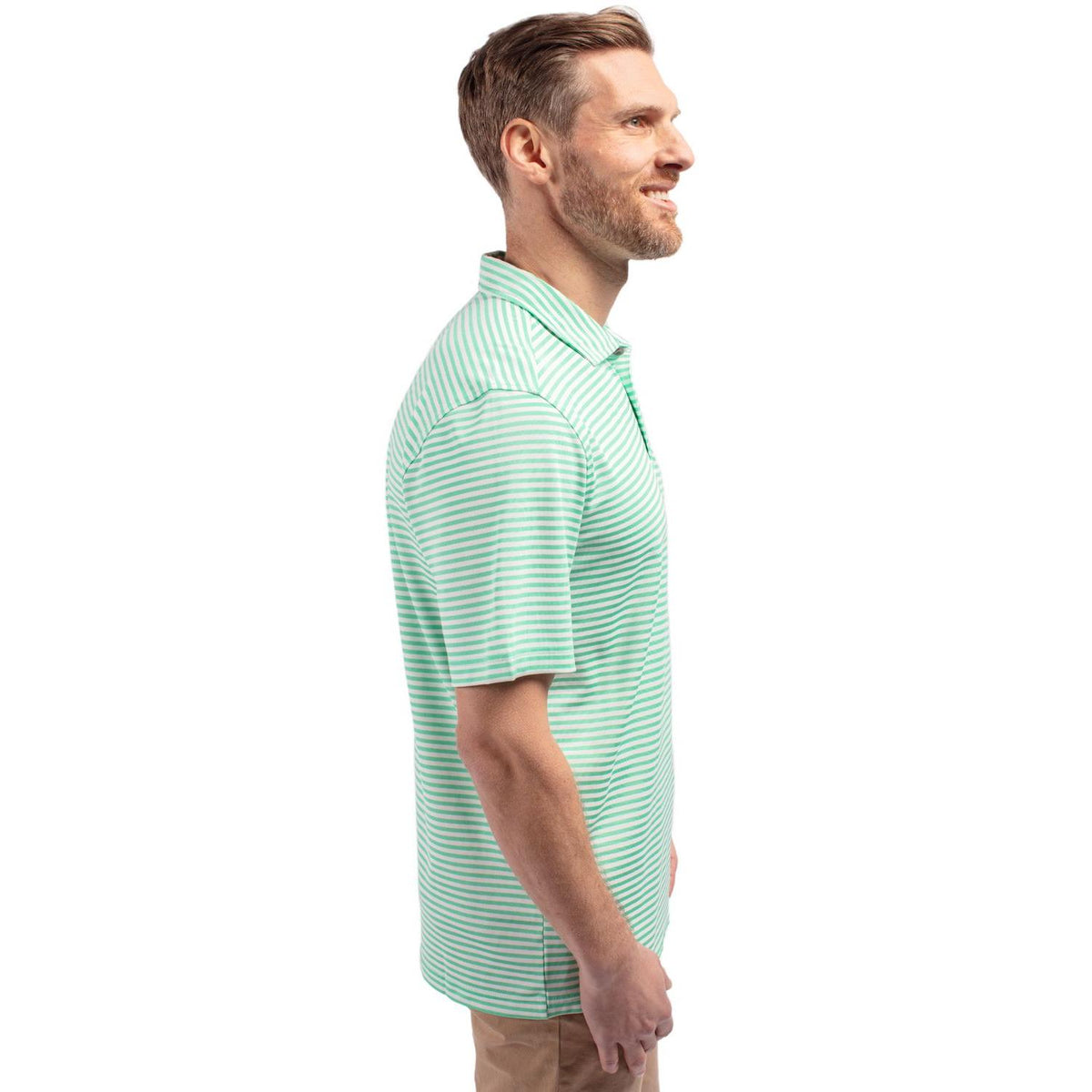 Cutter & Buck Virtue Recycled Stripe Featherlight Pique Mens Polo