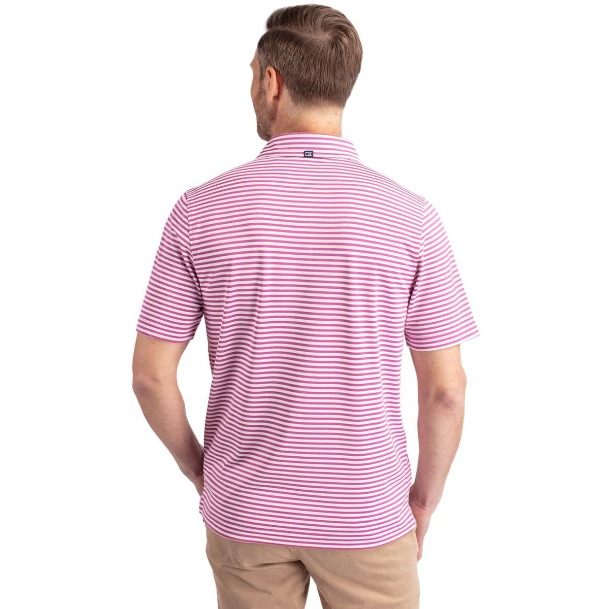 Cutter & Buck Virtue Recycled Stripe Featherlight Pique Mens Polo