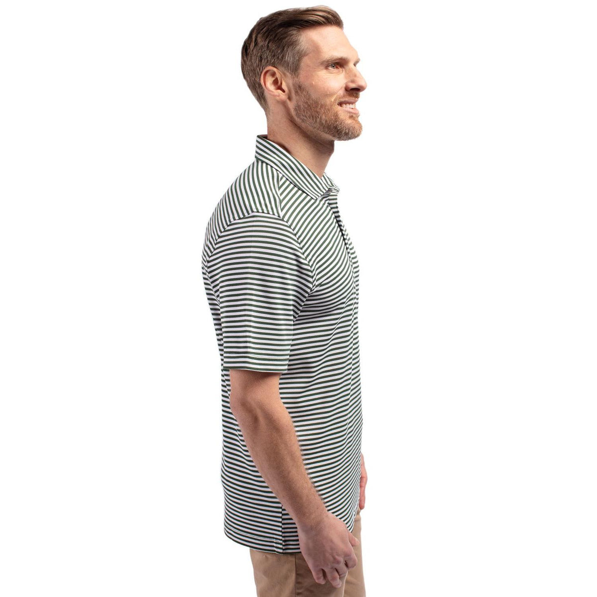 Cutter & Buck Virtue Recycled Stripe Featherlight Pique Mens Polo
