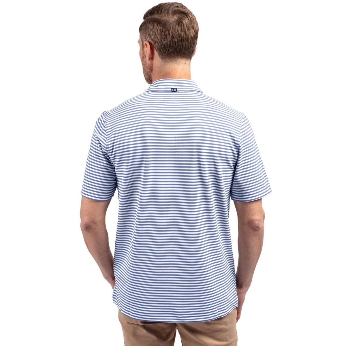 Cutter & Buck Virtue Recycled Stripe Featherlight Pique Mens Polo