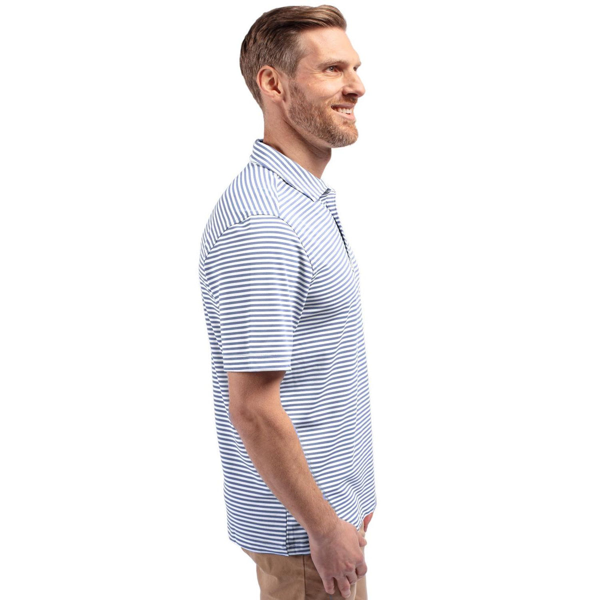 Cutter & Buck Virtue Recycled Stripe Featherlight Pique Mens Polo